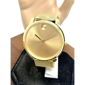 Movado Men's Watch 3600833 Bold Gold Dial Swiss Quartz Steel 42mm Mesh Band